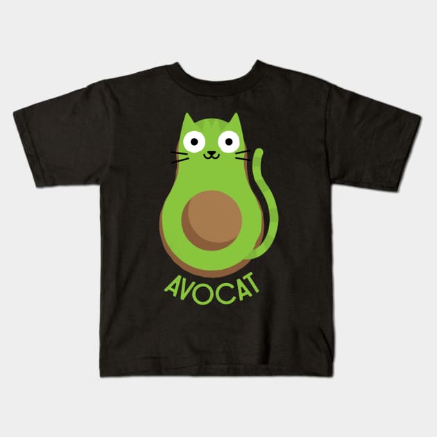 Avogato The 80's Avocado Cat Lover! Kids T-Shirt by zawitees